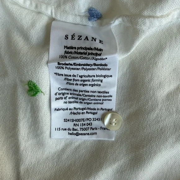 Sezane Tomboy Shirt Embroidered Hearts - Size 2 - Picture 7 of 9